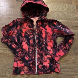 lululemon Vibrant Red Black full zip Hoodie sweatshirt sz 10